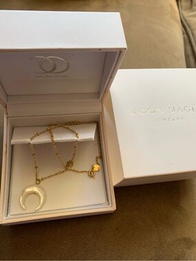 New/box Moon Magic Mother of Pearl Hirn Necklace, 18k Gold Vermeil